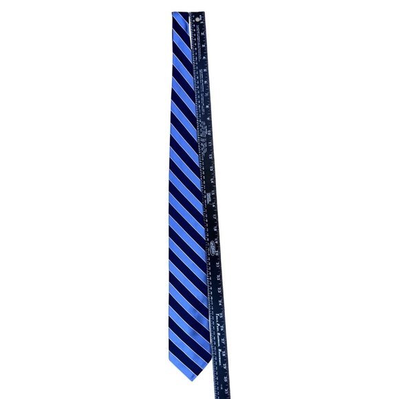 Nordstrom Mens Blue Satin Striped Tie Approx 58" Long Professional Business Form - Picture 6 of 7